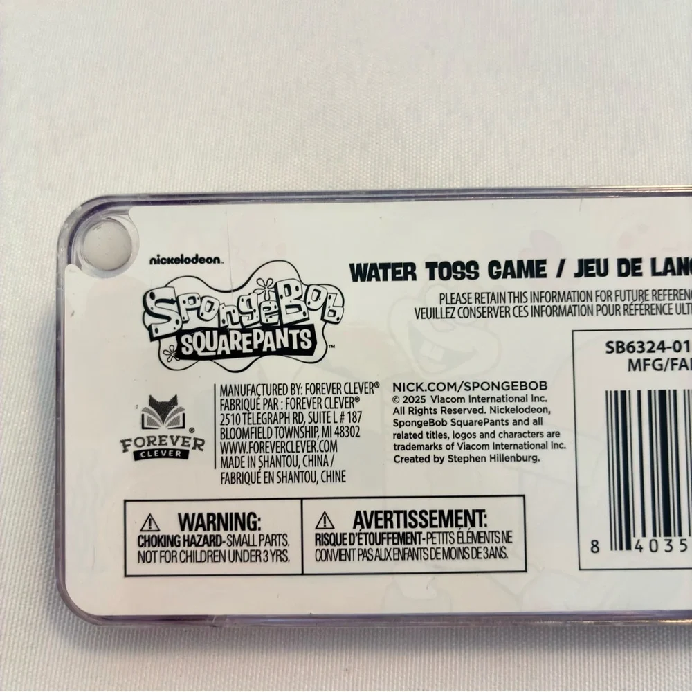 Nickelodeon SpongeBob SquarePants Handheld Water Toss Game Set of 2